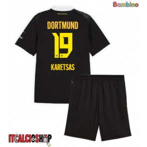 Borussia Dortmund Konstantinos Karetsas #19 Seconda Maglia Bambino 2026-27 Manica Corta (+ Pantaloni corti)
